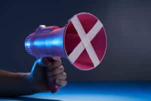megaphone with crossed tape - free to speak