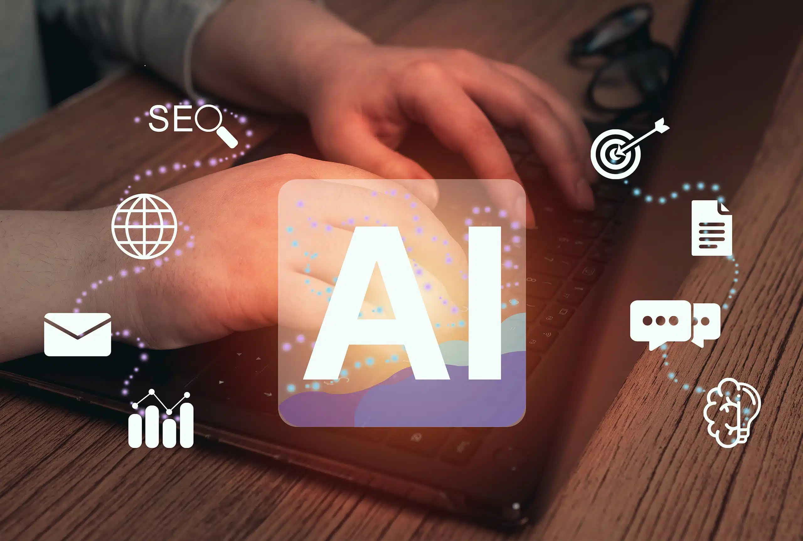 businesswoman working with artificial intelligence ai laptop predictive analytics customer
